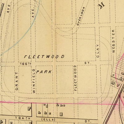 Old Map of the Bronx, NYC by Bromley, 1879: Highbridge, West Morrisania, Melrose, Fleetwood Park, Schuetzen Park