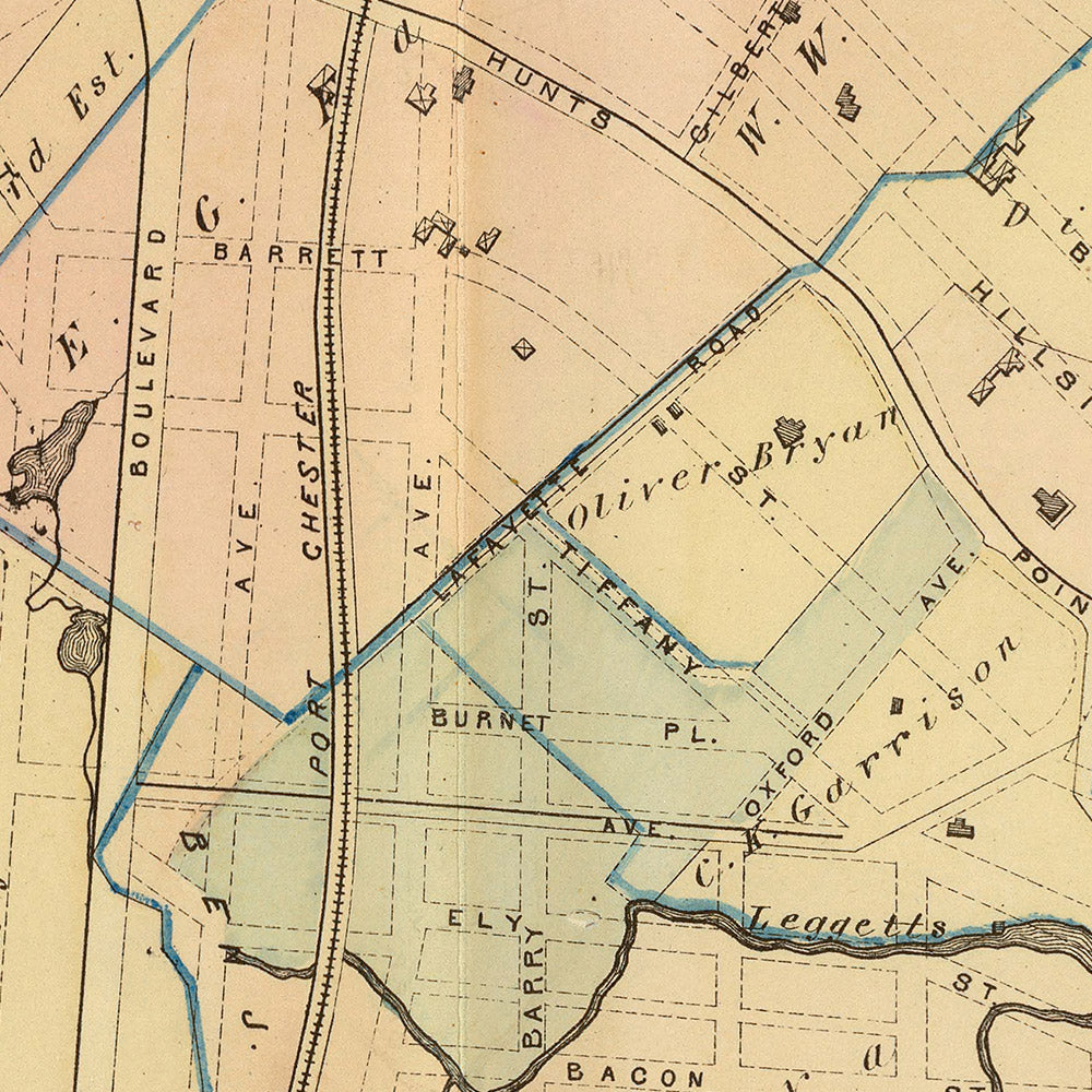 Alte Karte von New York City von Bromley, 1879: Wards Island, Hell Gate, Spoffords Point, Barrettos Point, East River