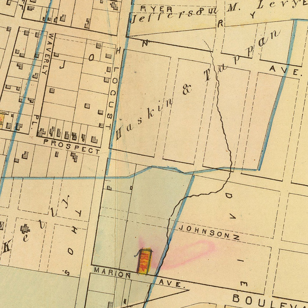 Old Map of the Bronx, NYC by Bromley, 1879: West Farms, East Tremont, Belmont, Fordham, Bronx River