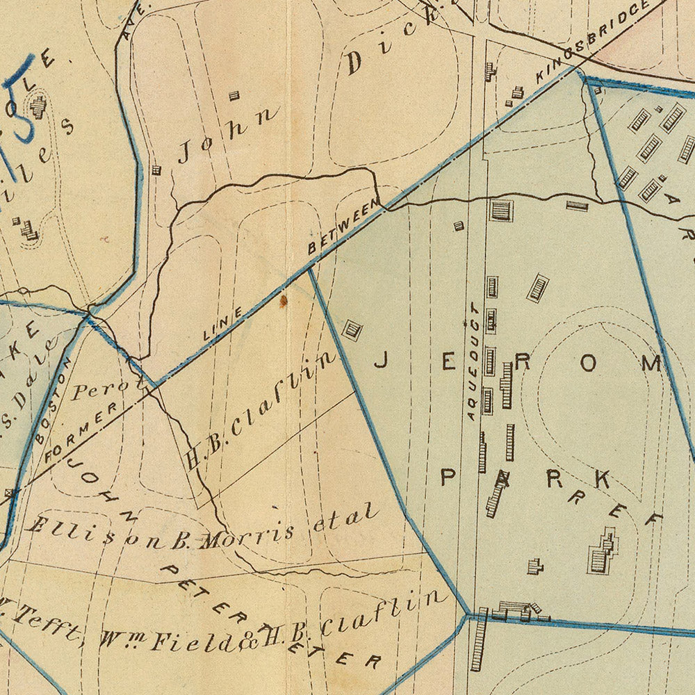 Carte ancienne de New York par Bromley, 1879 : Fordham, Belmont, East Tremont, Bronx River, St. Johns College