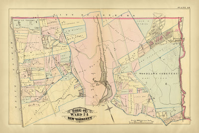 Old Map of the Bronx, NYC by Bromley, 1879: Woodlawn Cemetery, Van Cortlandt Lake, Mount St. Vincent