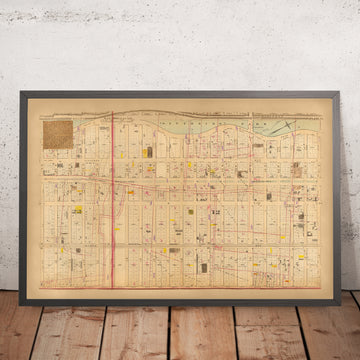Mappa antica della Upper West Side, NYC, 1879: Riverside Park, da West 81st a West 101st Street 