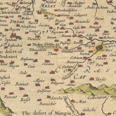 Antiguo mapa raro de Irán por Speed, 1627: Mar Caspio, Golfo Pérsico, Spaha, Ormus, Gilan