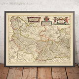 Alte Karte von Picardie, Frankreich von Visscher, 1690: Calais, Lille, Amiens, Reims, Scarpe-Escaut Park 