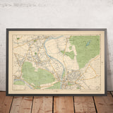 Alte Karte von Südwest-London, 1900: Bushy Park, Richmond Park, Ham Common, Kingston, Twickenham 