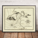 Old Portofino Nautical Chart by Heather, 1802: Italian Riviera, Village, Forts, Soundings