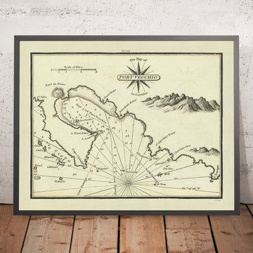 Old Porto-Vecchio Nautical Chart by Heather, 1802: Battle of Îles Sanguinaires, La Sémillante Wreck, Lavezzi Lighthouse