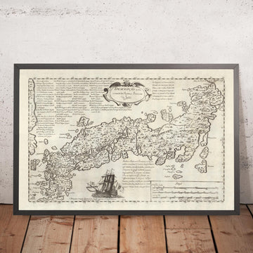 Antigua "Shogun" Mapa de Japón por Moreira, 1679: Jesuitas portugueses, Edo, Kioto, Osaka 