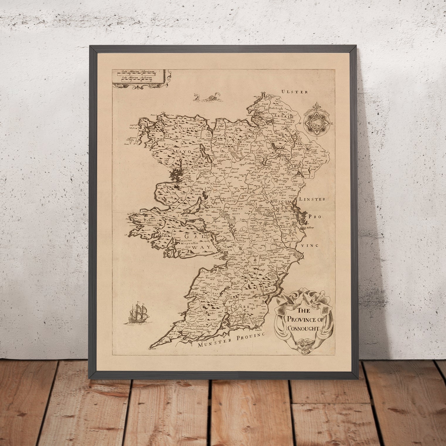 Map In Rosc Old Map of Connacht by Petty, 1685: Galway, Leitrim, Mayo, Sligo, Rosc ...