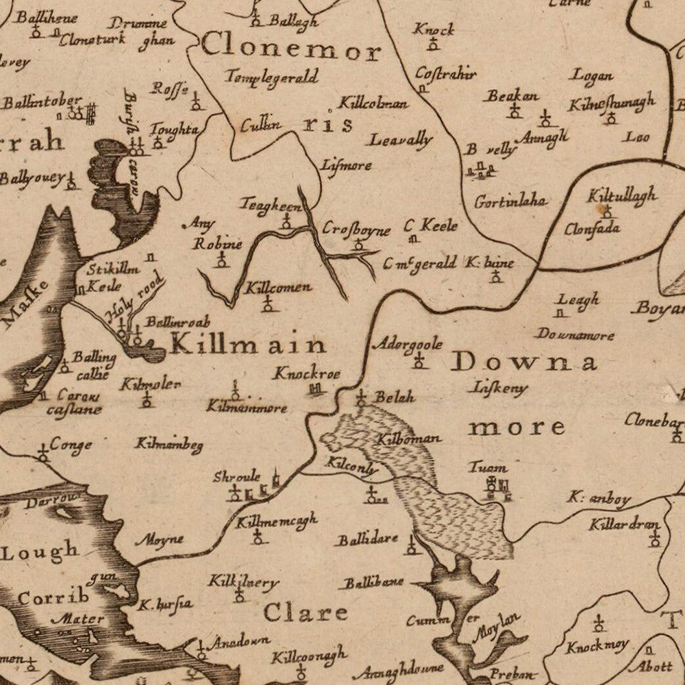 Map In Rosc Old Map of Connacht by Petty, 1685: Galway, Leitrim, Mayo, Sligo, Rosc ...