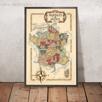 Old Pictorial Map of France&