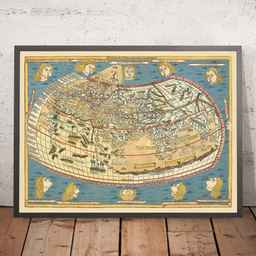 Rara Mappa del Mondo Antico di Tolomeo, 1486: Una delle Prime Atlanti del Mondo 