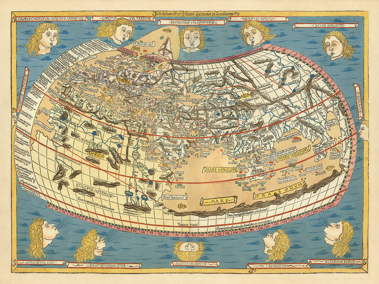 Rare Old World Map of the World by Ptolemy, 1486: One of the First Wor ...