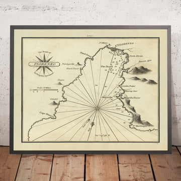 Alte Seekarte von Saint-Florent (San Fiorenzo) von Heather, 1802: Korsika, Nebbiobergen 