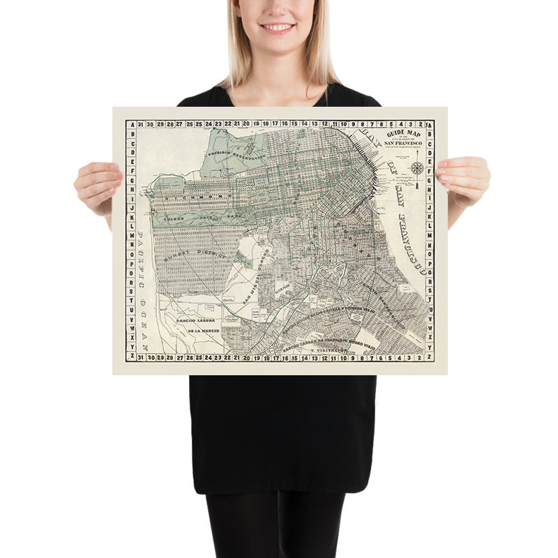 Mappa antica di San Francisco, 1895: Richmond, Western Addition, Potrero, Mission, Rancho Laguna e San Miguel 