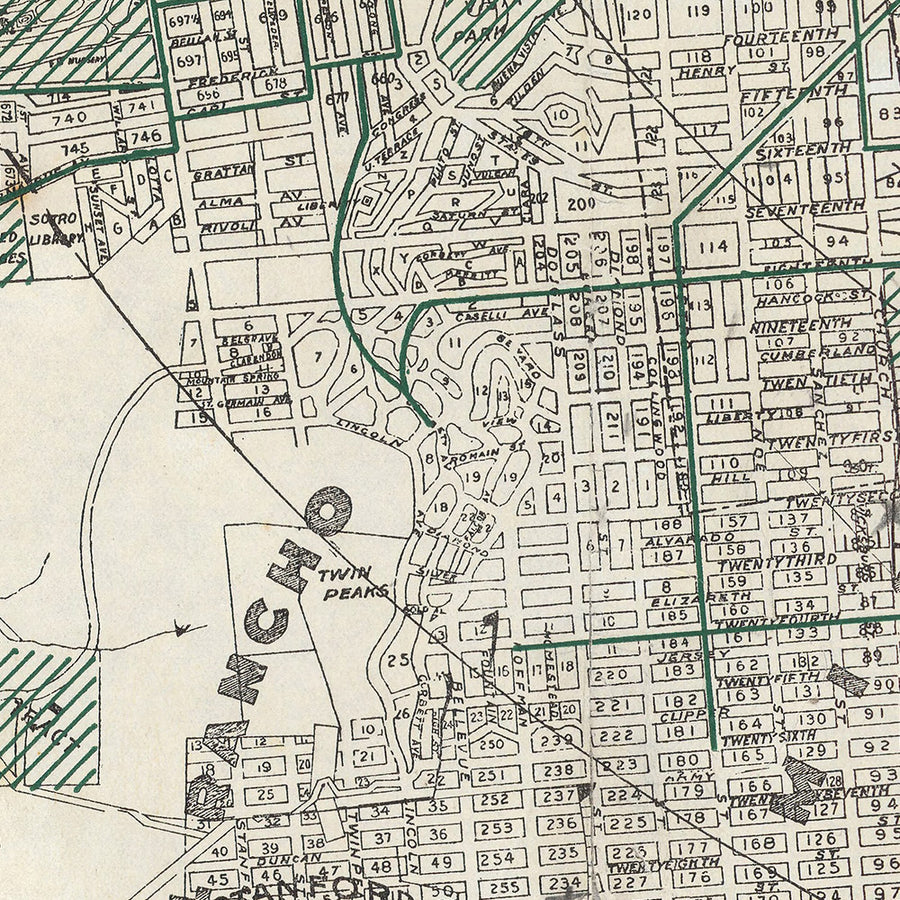 Mappa antica di San Francisco, 1895: Richmond, Western Addition, Potrero, Mission, Rancho Laguna e San Miguel 