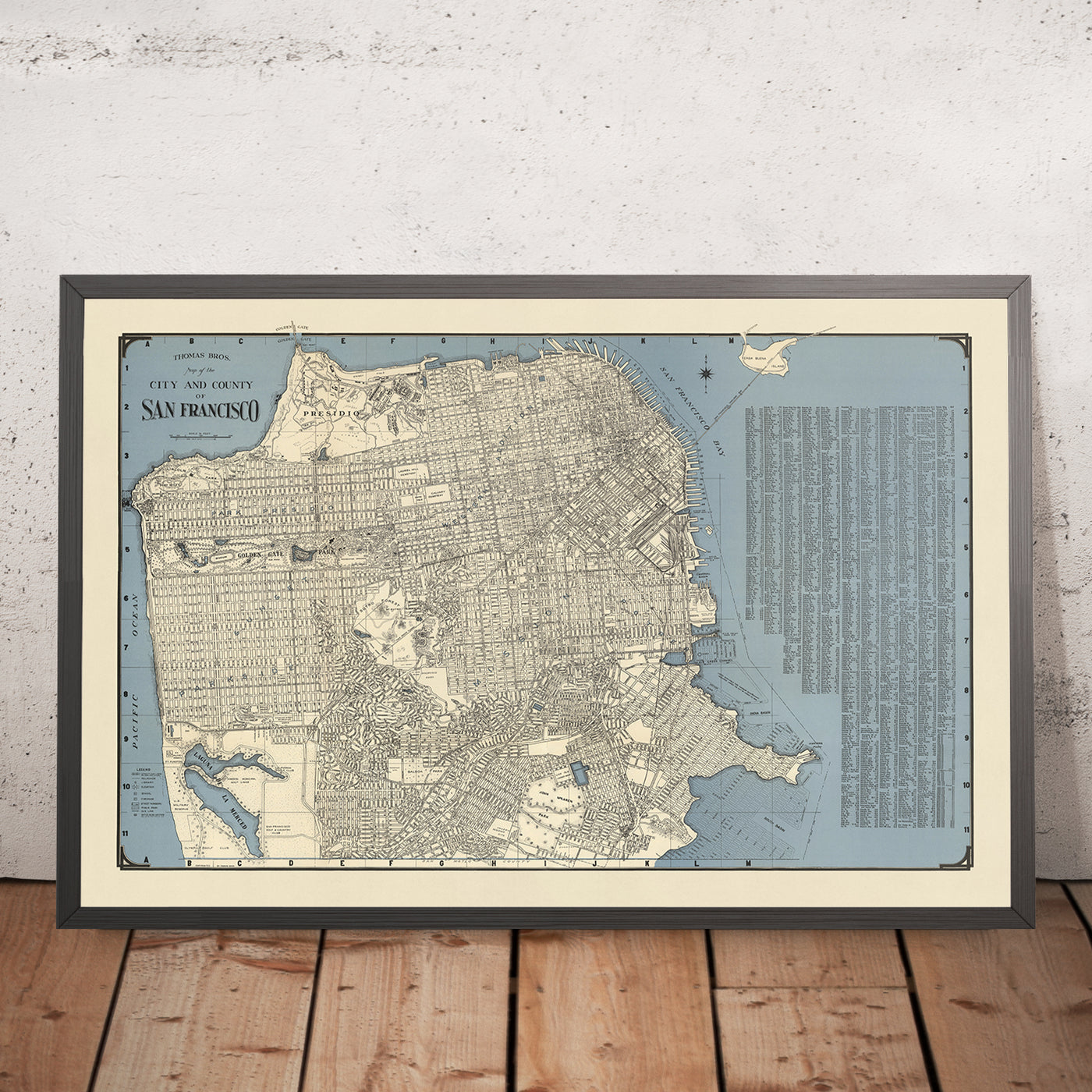 Alte Karte von San Francisco, 1938: Golden Gate Bridge, Chinatown, Presidio, Fisherman's Wharf, Alcatraz