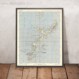Vecchia mappa militare della Seconda Guerra Mondiale di Okinawa, Giappone: 64° Battaglione Topografico degli Ingegneri 