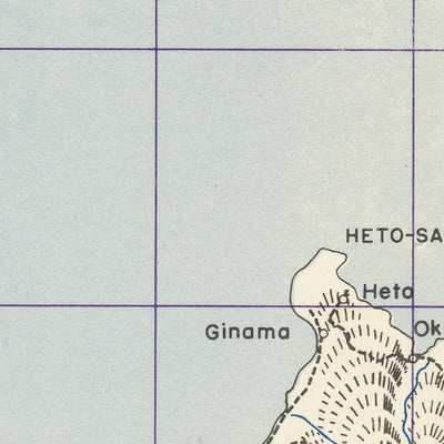 Alte Militärkarte von Okinawa vom 64. Engineer Base Topographic Battalion, 1945: Naha, Flugplatz Kadena, Ie Shima, Flugplatz Yontan, Kanna Saki