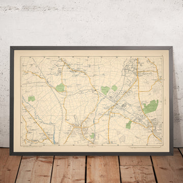 Alte Karte von Nordwestlondon, 1900: Mill Hill, Hendon, East End, Woodside Park, Brent Reservoir 