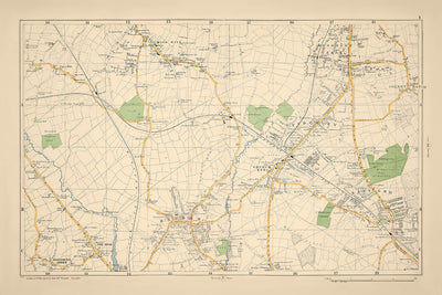 Ancienne carte de Londres, 1900 : Mill Hill, Hendon, East End, Woodside Park, Brent Reservoir