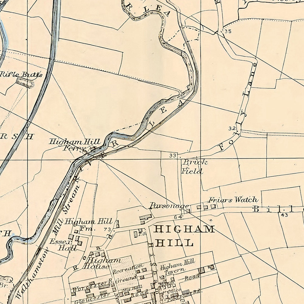 Mapa antiguo de Londres, 1900: Edmonton, Tottenham, Walthamstow, embalses, Woodford Park