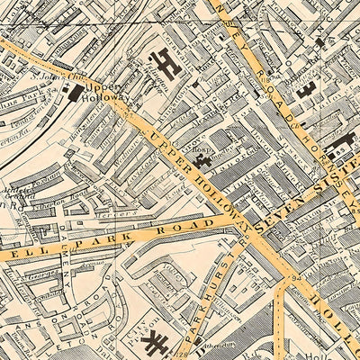 Old Map of North-Central London, 1900: Hampstead Heath, Camden, Highgate, Finsbury Park, Stoke Newington