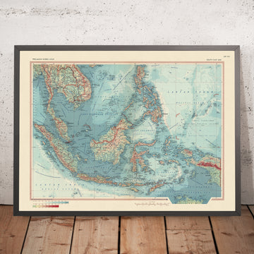 Alte Karte von Südostasien, 1967: Asiatische oder Malaiische Archipel - Indonesien, Malaysia, Philippinen, Brunei 