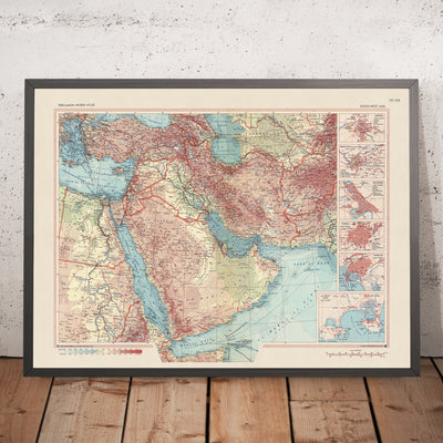 Old Map of West Asia & Middle East, 1967: Detailed Political and Physical Map