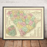 Alte Karte von South Carolina von Tanner, 1836: Charleston, Columbia, Camden, Georgetown und Beaufort 