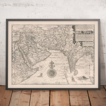 Antigua mapa de Oriente Medio y el sur de Asia por Linschoten, 1595 