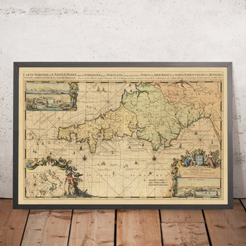 Old Map of Southwest England by Romeyn De Hooghe, 1693: Cornwall, Devon, and West Somerset