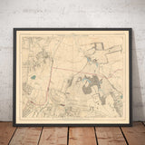 Ancienne carte en couleur du sud-est de Londres, 1891 - Bromley, Beckenham, Sydenham, Southend, Downham - SE26, SE6, BR1, BR2