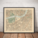 Mappa dei colori antica di South London nel 1891 - Battersea, Chelsea, Oval, Stockwell, Wandsworth - SW3, SW1, SE11, SW8, SW11, SW9, SW4 
