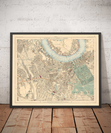 Old Colour Map of South London in 1891 - Greenwich, Deptford, New Cross, Telegraph Hill, Blackheath - SE8, SE14, SE10 SE4 SE13