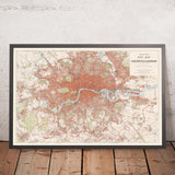 Große Wandkarte von London von Stanford, 1905: Rote viktorianische Karte 