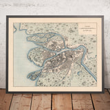 Alte Karte von Sankt Petersburg, Russland von Tsylov, 1799: Stadtteile, Flüsse, Parks, Sehenswürdigkeiten, Kanäle 