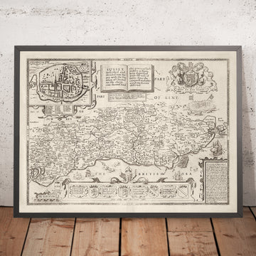 Old Map of Sussex in 1611 by John Speed - Worthing, Crawley, Brighton, Bognor, Eastbourne, Littlehampton, Horsham