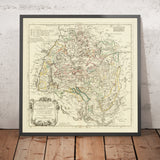Ancienne carte de la Souabe, Allemagne par Sanson, 1703 : Stuttgart, Heidelberg, Augsbourg, Forêt Noire, Rhin 