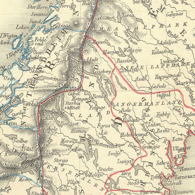 Alte Karte von Schweden und Norwegen von Tallis, 1855: Stockholm, Christiania, Lappländer, Eisenminen, Bauernschaft