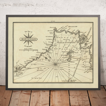 Vecchio Golfo di Marsiglia, Francia Carta Nautica di Heather, 1802: Le Îles, Installazioni Militari 