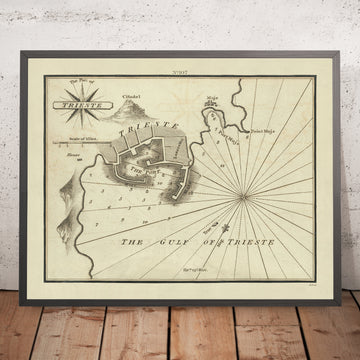 Puerto Viejo de Trieste, Italia Carta Náutica por Heather, 1802: Adriático, Ciudadela, Lazzaretto, Puerto Principal 