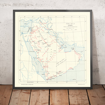 Alte Stammeskarte von Arabien, 1916: VAE, irakische & saudische Stämme, Städte, Arabischer Aufstand, Admiralty-Kriegsdiagramm des Ersten Weltkriegs 