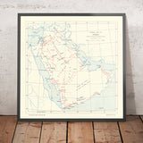 Alte Stammeskarte von Arabien, 1916: VAE, irakische & saudische Stämme, Städte, Arabischer Aufstand, Admiralty-Kriegsdiagramm des Ersten Weltkriegs 