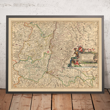 Alte Karte von Oberelsass, Breisgau & Sundgau von Visscher, 1690: Basel, Freiburg im Breisgau, Colmar, Mulhouse, Jurapark Aargau 