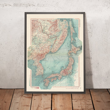 Mapa antiguo de Oriente Lejano, 1967 - Península de Corea, Japón, URSS, Sajalín, China 