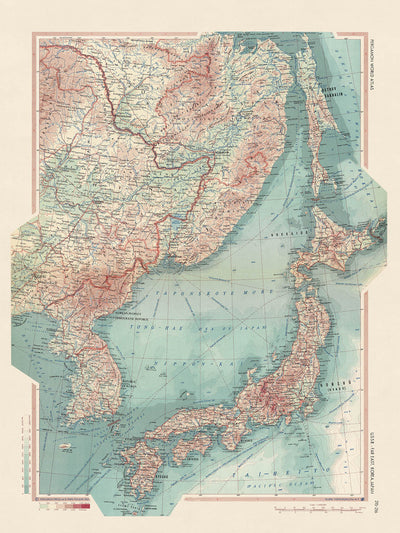 Mapa del Viejo Mundo URSS - Lejano Oriente, Corea, Japón: 1967 Mapa político y físico detallado
