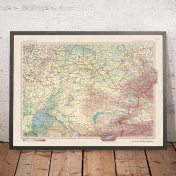 Mapa antiguo de Kazajistán, 1967: Almaty, Karaganda, Shymkent, Lago Balkhash, Mar de Aral 