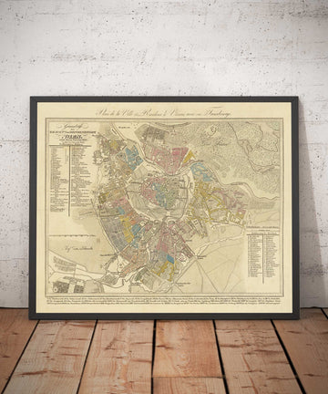 Old Map of Vienna by Tranquillo Mollo in 1803 - Augarten, Praterstern, Franzensbrucke, Burggarten, City Park