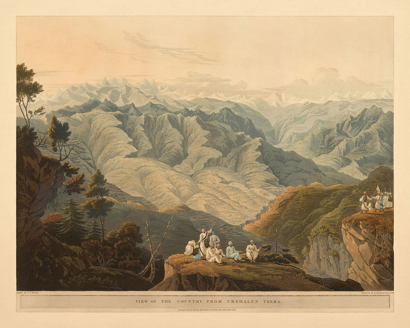 Erste Sicht auf den Himalaya durch Europäer, Robert Havell & James Fraser, 1820 